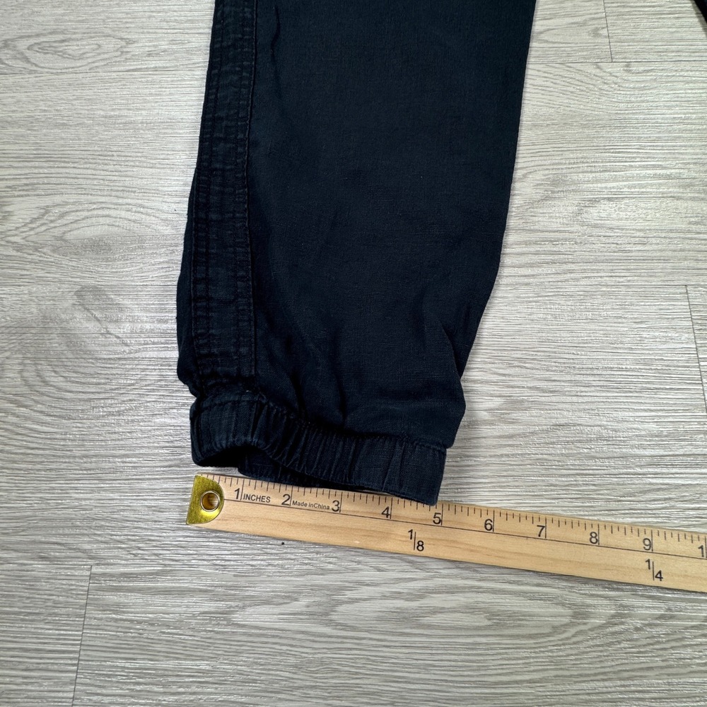Athleta Womens Jogger Cabo Linen Pants Black 12 Elastic Waist Casual Pocket - Picture 3 of 8